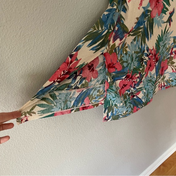 Cuddl Duds Crepe Knit Caftan Tunic Coastal Coral Floral Pink Size 1X - Picture 9 of 13